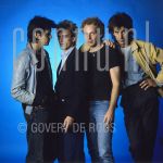 Doe Maar (Date Unknown), Henny Vrienten, Ernst Jansz, Jan Hendriks and Jan Pijnenburg at studio in Amsterdam.

[keywords]Posed, Eyecontact, Singers, Musicians[/keywords]